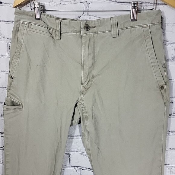 Duluth Trading Co Flex Ballroom Khakis Mens 32X30 Beige Work Farm Pants - Spot - Picture 2 of 13